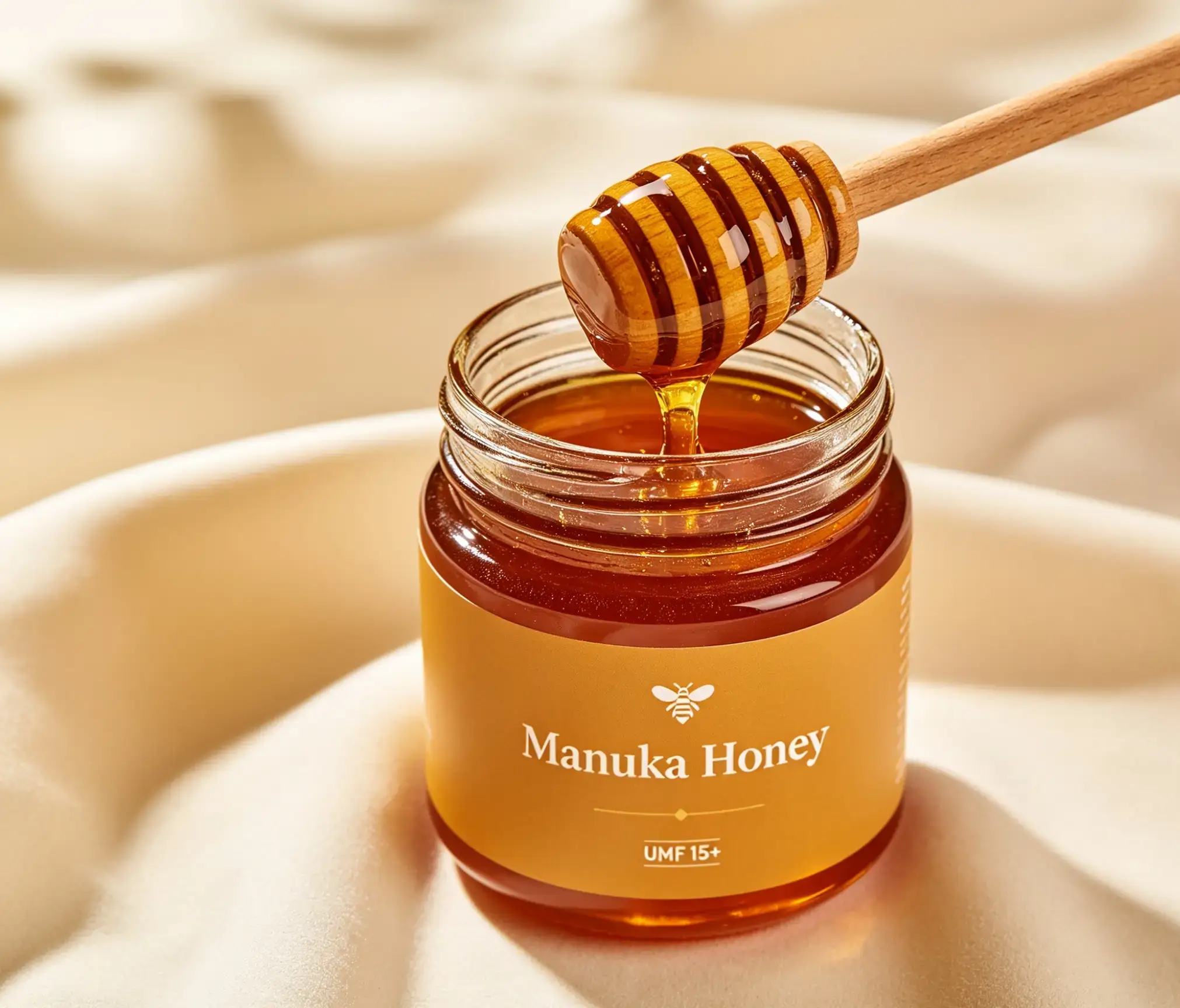 Borcan cu miere de manuka textură cremoasă